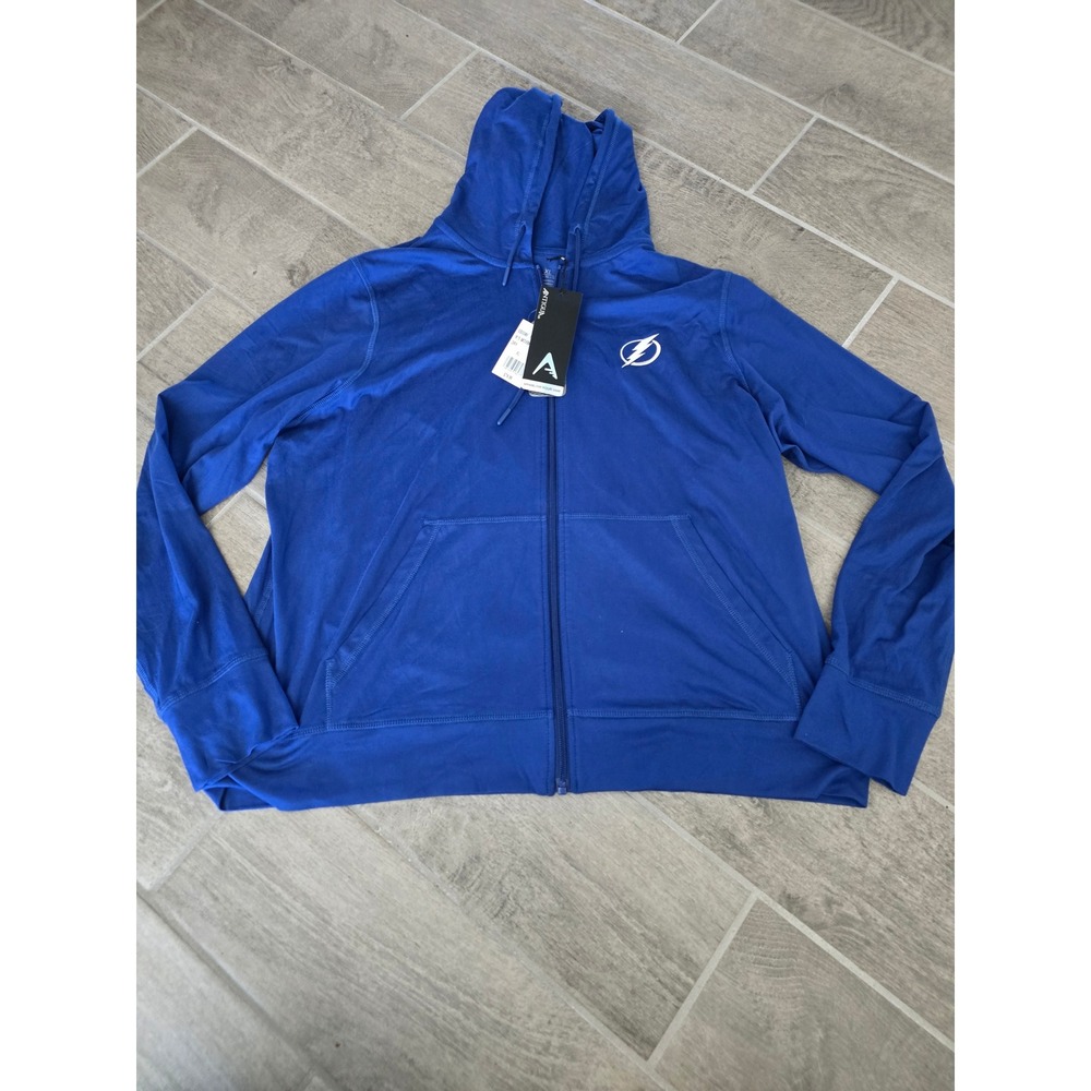 Antigua NHL Tampa Bay Lightning Womens XL Blue Full Zip Hoodie NEW Hockey
